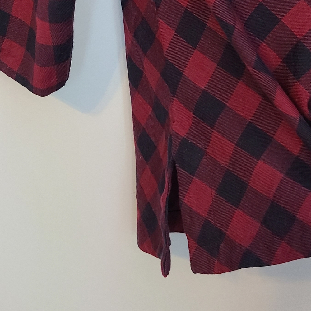 Soft Surroundings Webster Tunic Top Women S Red Burgundy Plaid Embellished Gypsy - Picture 10 of 16